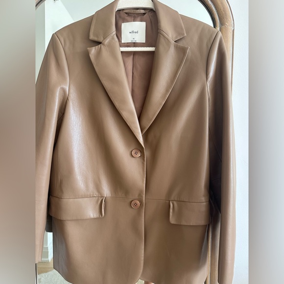 Aritzia Wilfred Memories Blazer - Vegan Leather - Constant Camel - XS- NWOT - Picture 7 of 9